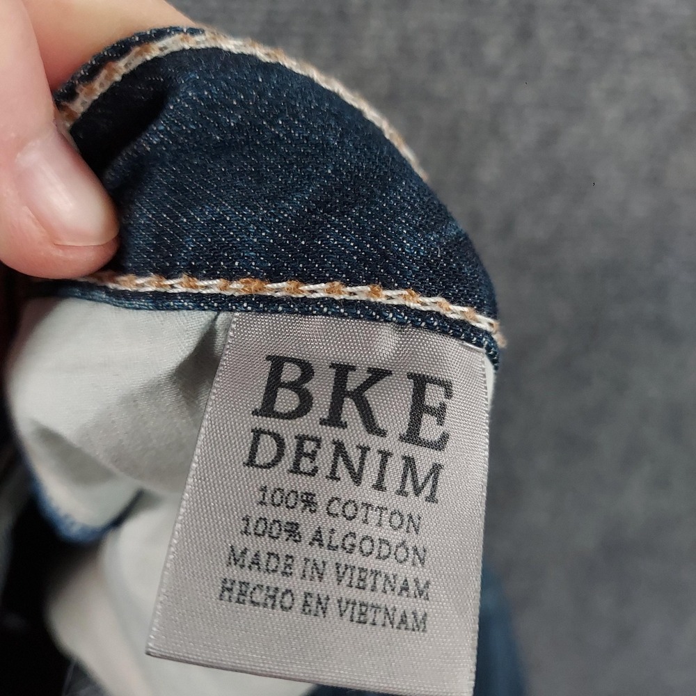 BKE Tyler Straight Jeans Mens Fits 38x28 Relaxed Straight Distress Thick Stitch‎ - Picture 6 of 11